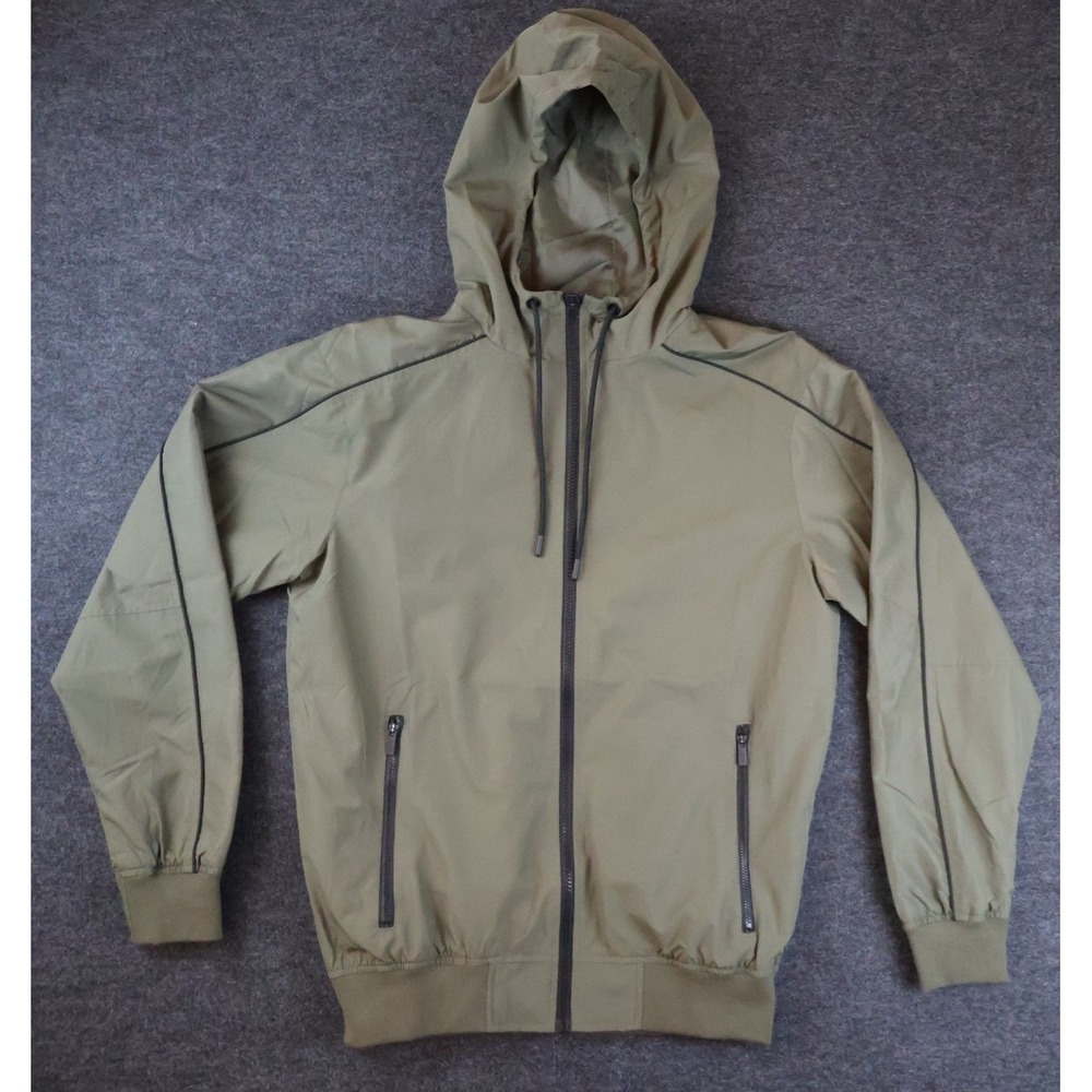 CSG Windbreaker Jacket Mens XL Olive Green Full Zip Hooded Lightweight NWT